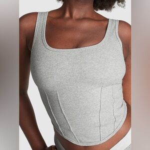 PINK Victoria's Secret Grey Fitted Bustier Tank Top